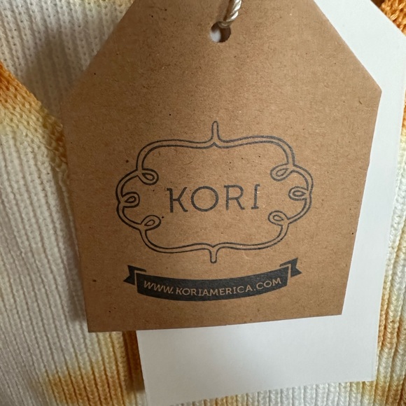 Kori America NWT tie dyed yellow/white v-neck cotton sweater size XL - Picture 6 of 8